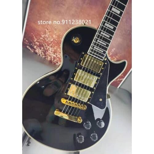 High-quality electric guitar, 70s black ebony + fingerboard binding, 3 pickups, in stock, free shipping
