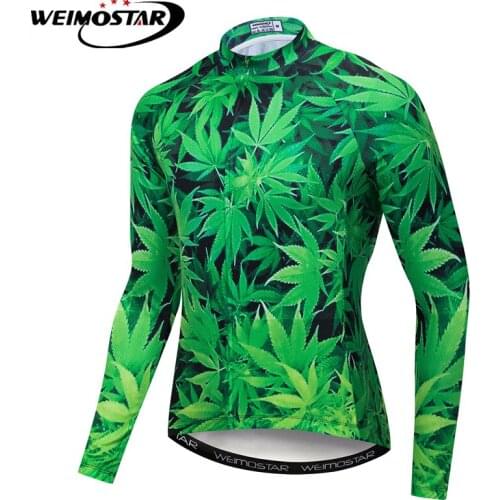 Weimostar 2019 Green Cycling Jersey Autumn Long Sleeve Polyester Pro Team Bicycle Clothing MTB Bike Jersey Top Maillot Ciclismo