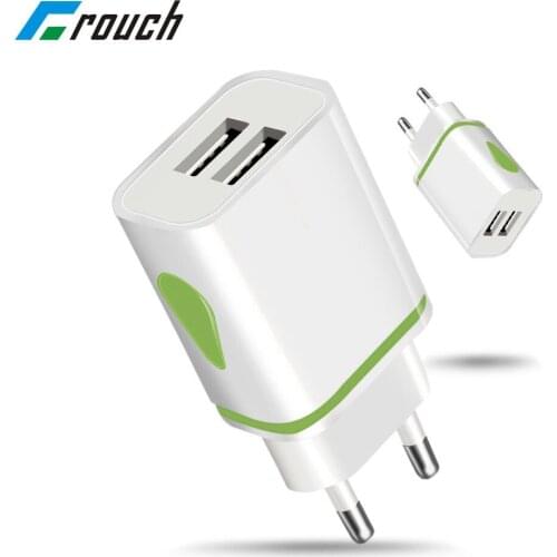 Crouch 2 Port USB Phone Charger LED Light EU/US Plug The Max 2.1A Smart Fast Charging Mobile Wall Charger for iPhone iPad HTC