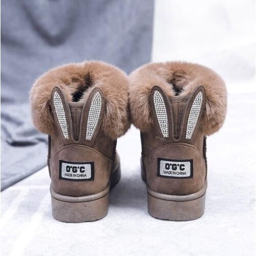 Women Winter Snow Boots Outdoor fur Keep Warm Shoes Female Sweet Flock Slip-on Woolen Boot Solid Rhinestone Casual Boots women