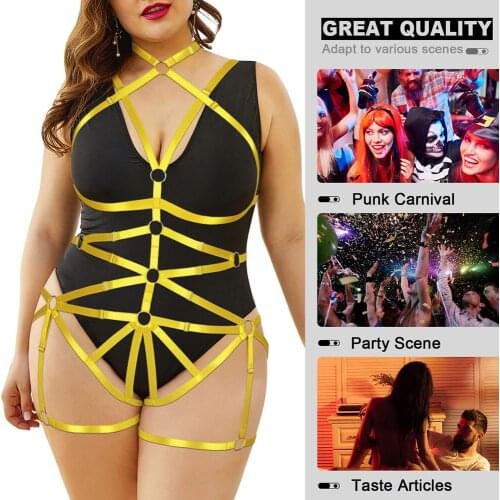Sexy Stockings Plus Size Goth Harness Fashion Suspenders Belt Womens Underwear Bondage Thigh Bands Garter Belt Stocking Set