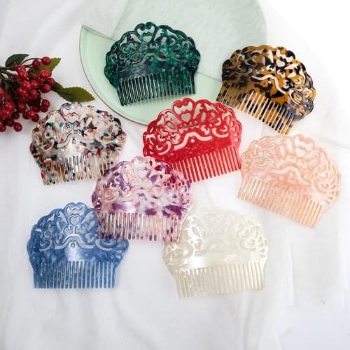 Vintage Hair Combs Colorful Acetate Hair Accessories Faux Tortoise shell Women Hair clips Flamenco Headdresses Comb jewelry 2021