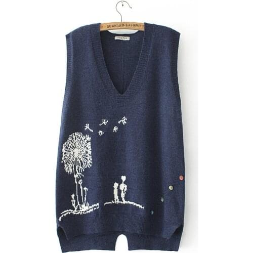 Women Sweater Vest Oversize Sleeveless Jumper Autumn Winter Pullover Loose Knitwear Asymmetry Split Hem V Neck Tops Fashion