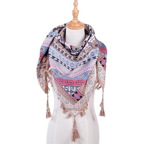 VISNXGI Fashion Scarf Women Large Shawls Floral Print Stoles Triangle Bandana Female Muslim Hijab Wrap Headband Spring Autumn