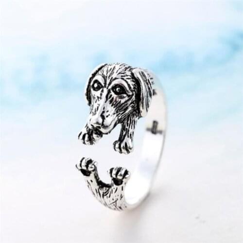 Season Gate 925 Sterling Silver Retro Thai Silver Cute Puppy Dog Personality Animal Adjustable Size Open Ring SR151