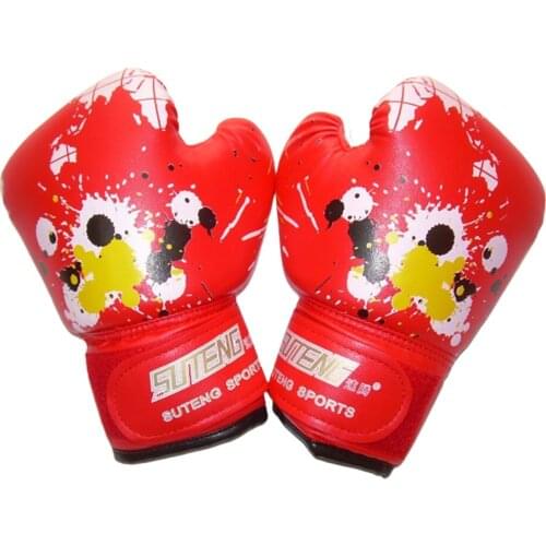 1pair Ergonomic Boxing Gloves Training Sparring Shockproof Kickboxing Professional Workout Muay Thai Kids Children Fight Mitts