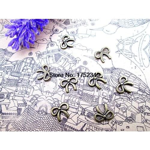 50pcs-- Bow Charms, Antique bronze Butterfly Knot Bow charm pendant 10x8mm