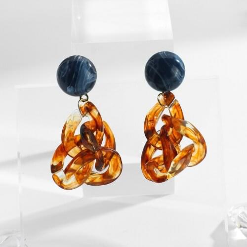 AENSOA Transparent Brown Acrylic Chain Drop Earrings For Women Geometric Chain Irregular Big Earring Pendant Fashion Jewelry