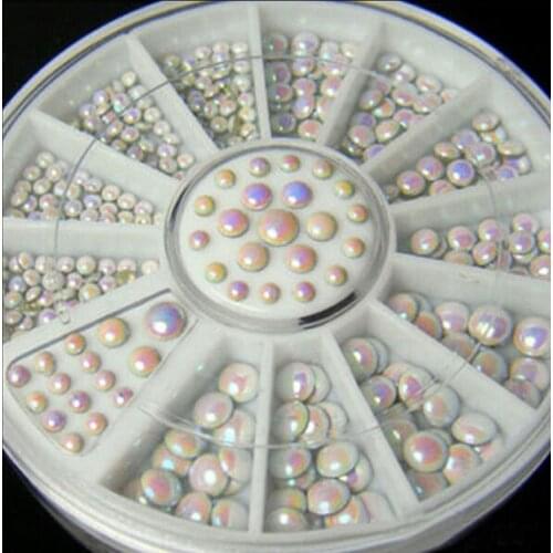 Free shipping 12 lattice 3D White AB round flatback Nail Art Rhinestons,Non HotFix stone diy Decorations