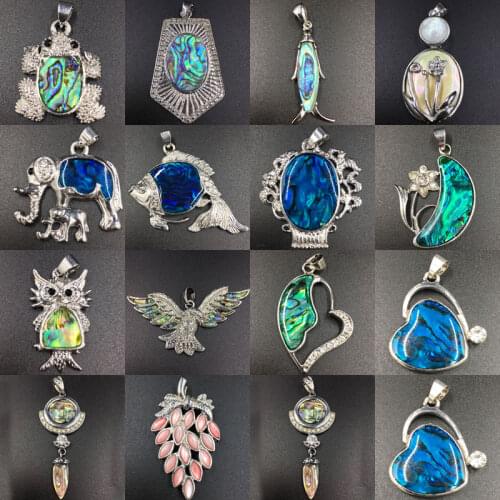 Free Shipping Fashion Jewelry New Zealand Blue Abalone Shell Rhombus Art Pendant Bead WB686