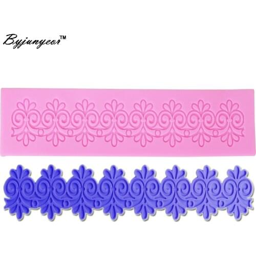 Byjunyeor Flower Lace Silicone Lace Mat For Cake Border Sugarcraft Gumpaste Cake Decorating Tools