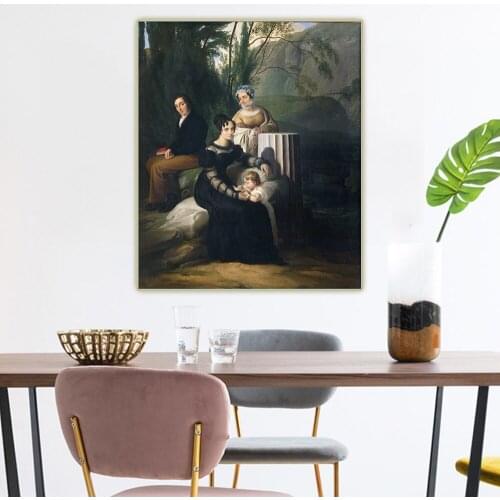 Citon Francesco Hayez《Group portrait of the Borri Stampa family》Canvas Oil Painting Background Wall Decor Home Decoration