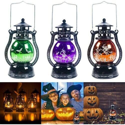 Energy-saving Holiday Desktop Hanging Bar Night Light Halloween Decorative Led Small Home Party Retro Lantern Retro Oil Lamp
