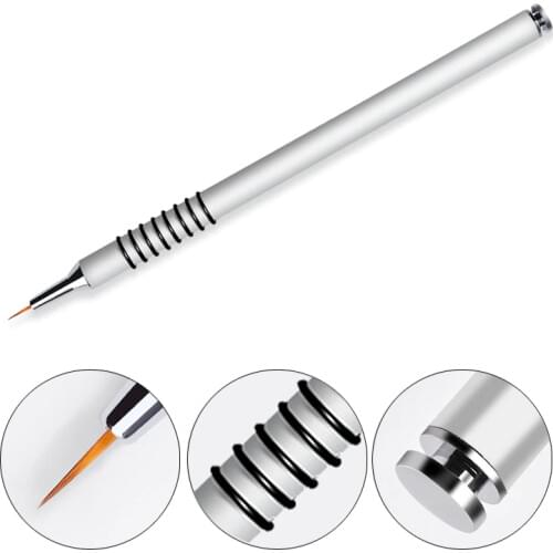Silver Handle Liner Nail Brush Drawing Painting Tools 7mm Flower Pen Brush Manicure Nail Art Tool#G-B055
