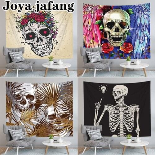 Skull Polyester Camping Mat Home Cartoon Tapestry Wall Hanging Cloth Blanket For Living Room Decoration Customize Size