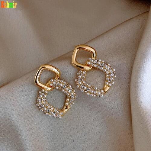 Kshmir 2020 New S925 earrings female square metal simple earrings geometric square temperament eardrop earrings jewelry