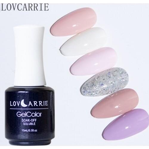 LOVCARRIE Nails Gel Polish 2021 NEW 15ML Nude Pink Glitter Uv Gel Nail Polish Vernis Semi permanent Manicure Gellak for Nail Art
