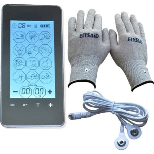 Tens Electrotherapy Massager Touch Screen Smart Massage Device Body Health Care Muscle Stimulator With Conductive Fiber Gloves