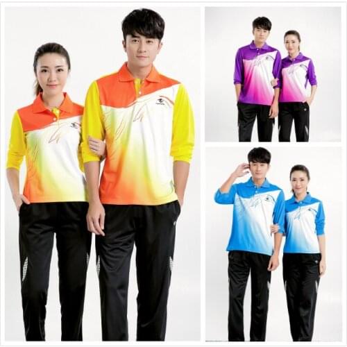 Men/women spring/Autumn badminton long sleeve shirts+pants train clothes,table/tennis sport jerseys clothes suits,fast drying