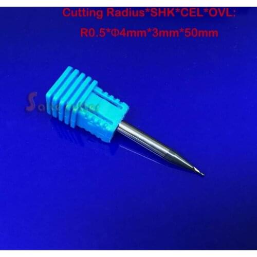 5PCS radius 0.5mm HRC55 2f two flutes Tungsten Carbide Ball Nose End Mill set L=50MM CNC milling 55HRC mills 4*1*3*50mm