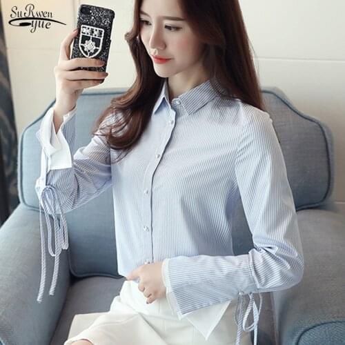 2020 New Arrival Long Sleeve Striped Blouse Women Tops Casual Plus Size Vintage Cardigan Women Shirts Female Clothes 8035 50