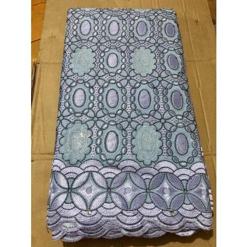 New Arrivals Swiss Voile Lace In Switzerland High Quality African Dry Lace Fabric 100% Cotton Lace For Party Sew 5# sky blue