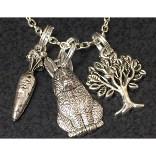 New Tibetan Silver Easter Hare Rabbit Bunny & Carrots Necklace Charms Collar Sweater Chain Pendant Necklace Easter jewelry gift
