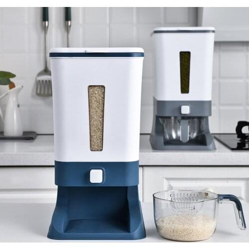 New Kitchen Rice Storage Box Push-Type Moisture-Proof Insect-Proof Design Intelligent Quantitative Rice Grain Seal Rice Bucket