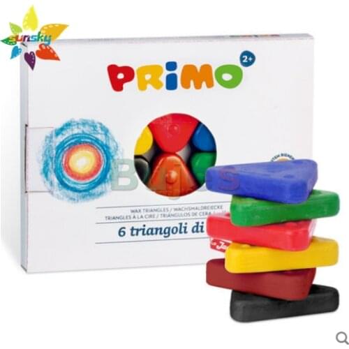 Original Primo 6/12 color Childrens wax crayon drawing safe washable triangle penholder easy to grasp drawing art supplies