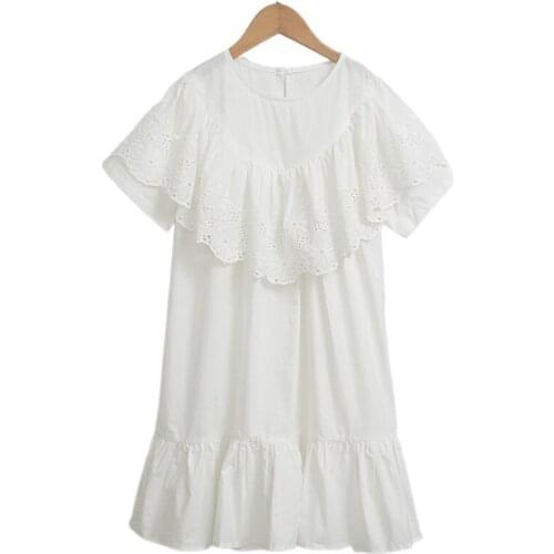 6 To 16 Years, New 2021 Teenager Dress White Girls Cotton Dress Kids Clothes Children Fashion Baby Princess Dress,#6068
