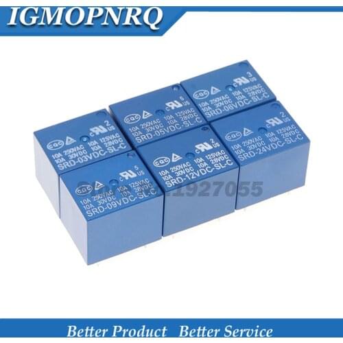 5PCS Relay SRD-03 05 09 06 24 12VDC-SL-C 5PINS 3V 5V 9V 6V 24V 12V new