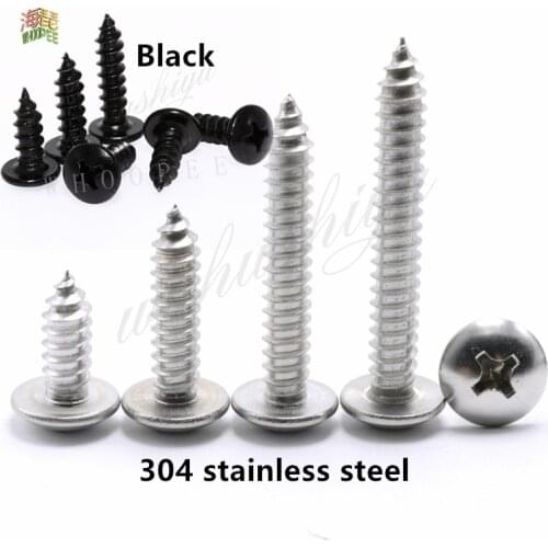 50/25pcs M3 M4 M5*l Steel With Black Phillips Truss Head Self Tapping Screws stainless steel large flat head self tapping screw