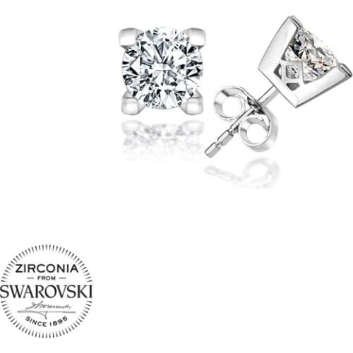 Silverlina Silver Swarovski Zirconia Cubic Zirconia Solitaire Earrings