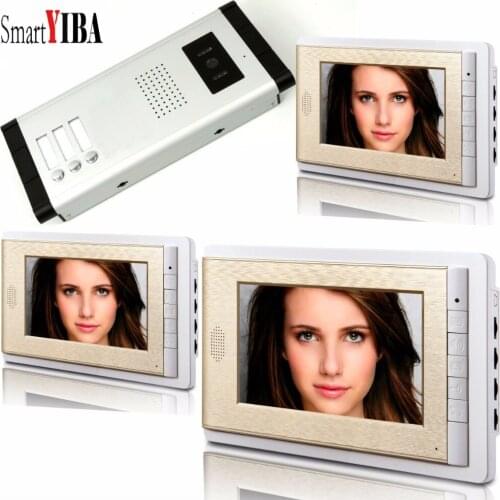 SmartYIBA 7" House/Flat Video Intercom Entry Access System 3 Buttons Doorbell Door Phone With Camera Video Call for Apartment