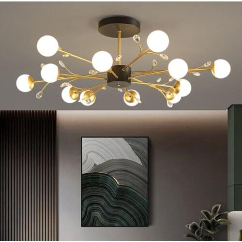 Modern Nordic LED Chandelier For Dining Living Room Indoor Decorative Luminaire Vertigo Lighting Crystal Glass Ball Lamps