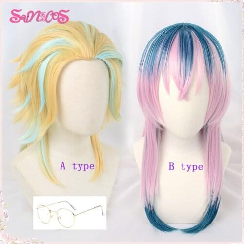 SUNXXCOSTokyo Revengers Rindo Haitani Cosplay Wig Golden Blue Short Hair Glasses Synthetic Fiber Hair Adult Free Wig Cap