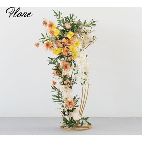 Wedding centerpiece Artificial flower stand wrought iron flower fish mermaid flower arrangement road lead backdrop decor