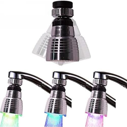 360 Degree Rotation Temperature Sensor Light Water Tap for Kitchen and Bathroom Colored LED Faucet Sprayer Kitchen Faucet