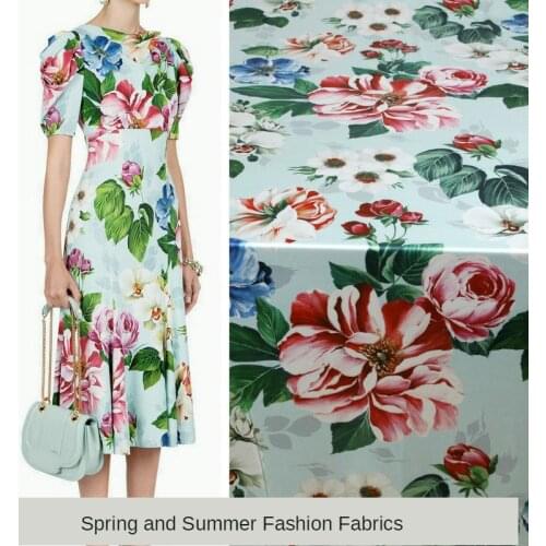 Spring and Summer Large Peony Printed Drape Shirt Garment Material Handmade Holiday Dress Pants Scarf Cheongsam Fabric