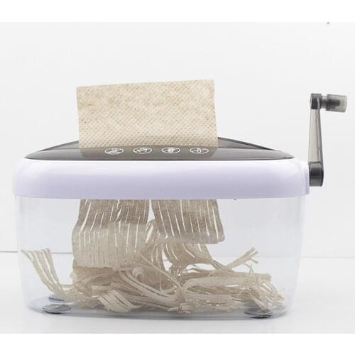 Mini Shredder Strip Cut Paper Shredder Hand Shredder with Clear Basket A4 Paper Documents Cutting Tool for Office Home Desktop