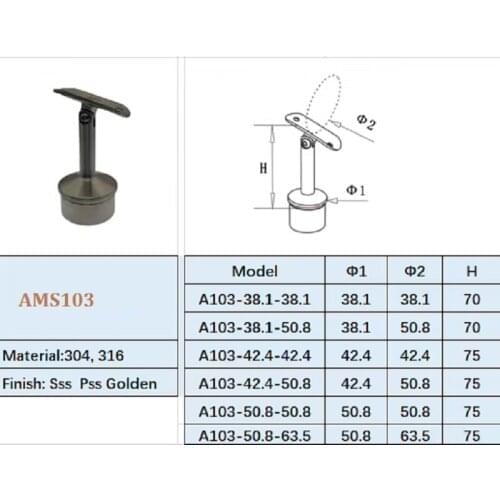 Freeshipping Stainless Steel SUS AISI 304 #316L Grade Top Holder Balcony Handrail Support Staircase Parts for 38.1mm or 50.8mm