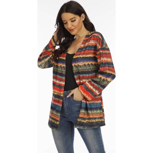 2021 spring European and American printed knitted cardigan thin coat loose coat women