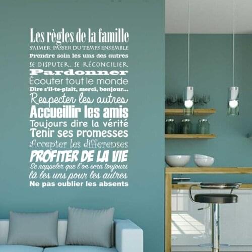 Vinyl Carved Wall Sticker French Style Family Rules Removable Decal Art Wallpaper Fashion Simple Home Decoration Painting DW1019