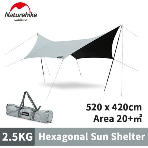 Naturehike 8-10 People Black plastic hexagonal canopy sunscreen waterproof outdoor large camping UV awning