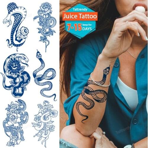 Long Lasting Juice Tattoo Safe Waterproof DIY Tattoo Sticker Snake Dragon Butterfly Flower Arm Tattoo Sleeve Breast Body Art