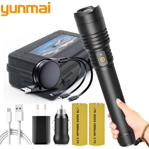 Xhp90.2 4-core Powerful Led Flashlight Power Bank High Quality Torch Rechargeable 18650 or 26650 Battery Zoom Lantern Light 20W