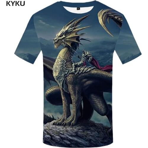Funny T shirts Dragon T-shirt Men Metal Anime Clothes Animal T-shirts 3d Character Tshirt Printed Military Shirt Print