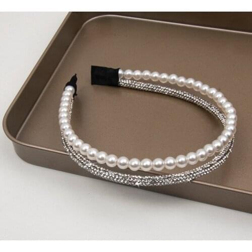 Double-Deck Flash Drill Pearls Elegant Hairbands Women Headband Hairstyle Make Up Hairpins Fashion Party Hair Hoops Accessorie