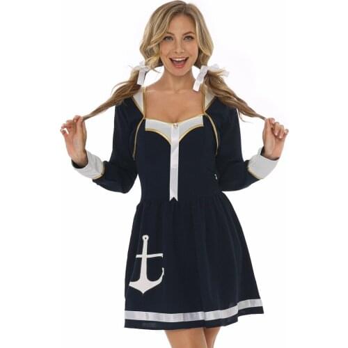 Women Blue Dress Cosplay Navy Sailor Uniform Seamans Game Uniform