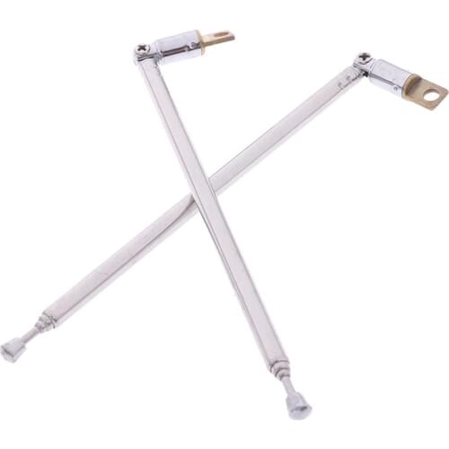 1Pair 37cm 4 Section Telescopic Stainless Steel AM FM Radio Universal Antenna